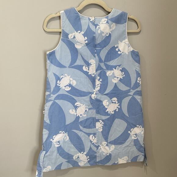 Dress Lilly Pulitzer GIRLS size 14 Cotton Blue Crabs Beach zipper pockets - Picture 3 of 5